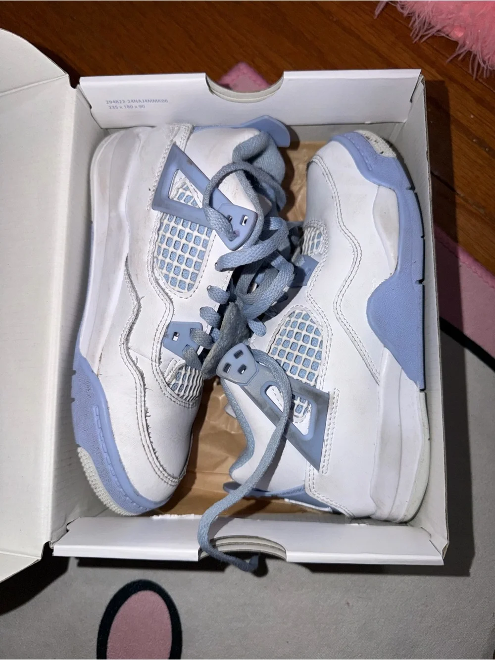 Jordan Kids White & Light Blue Floral Sneakers